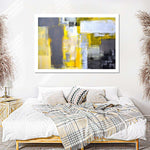 Yellow On Gray Abstract Wall Art
