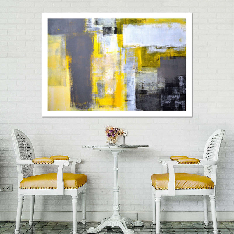 Yellow On Gray Abstract Wall Art
