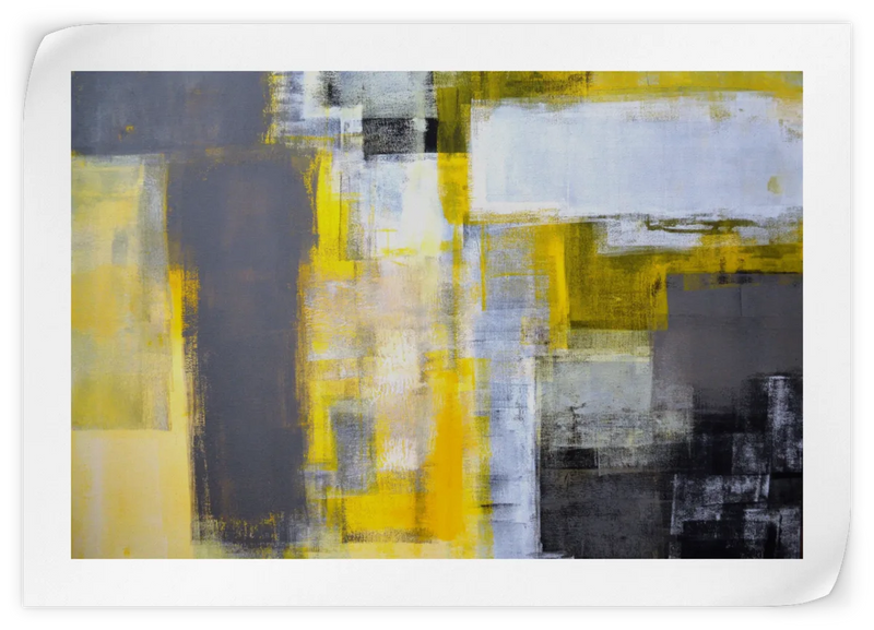 Yellow On Gray Abstract Wall Art