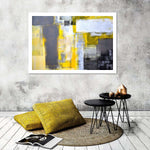 Yellow On Gray Abstract Wall Art