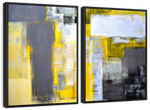 Yellow On Gray Abstract Wall Art