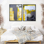 Yellow On Gray Abstract Wall Art