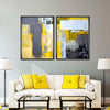 Yellow On Gray Abstract Wall Art