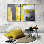 Yellow On Gray Abstract Wall Art