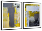 Yellow On Gray Abstract Wall Art