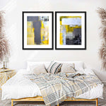 Yellow On Gray Abstract Wall Art