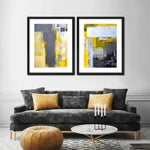 Yellow On Gray Abstract Wall Art