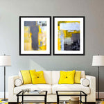 Yellow On Gray Abstract Wall Art