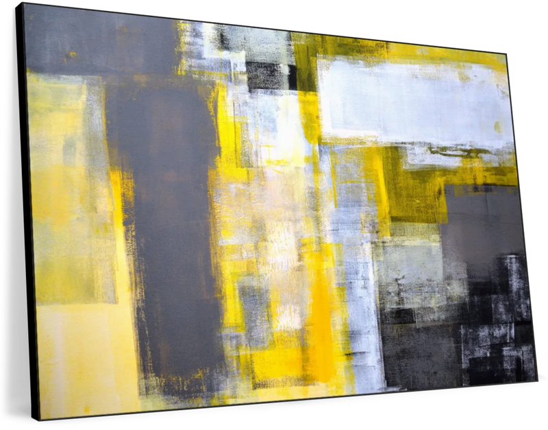 Yellow On Gray Abstract Wall Art