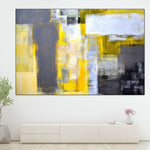 Yellow On Gray Abstract Wall Art