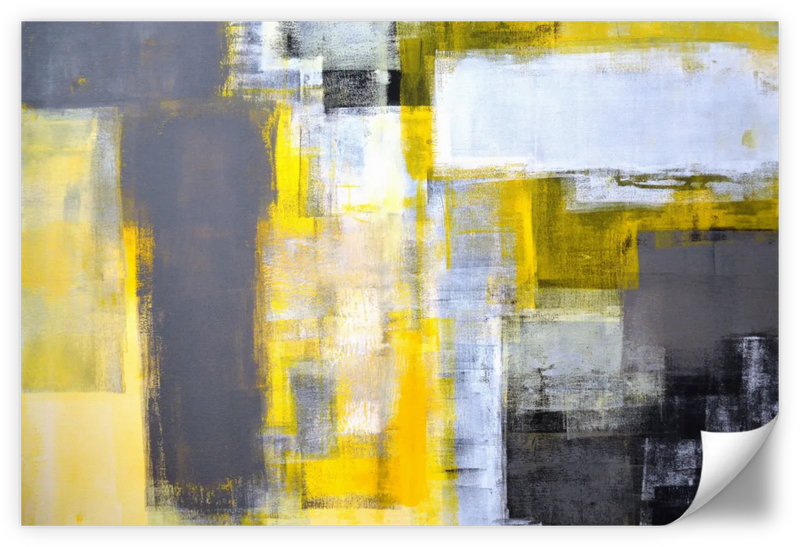 Yellow On Gray Abstract Wall Art