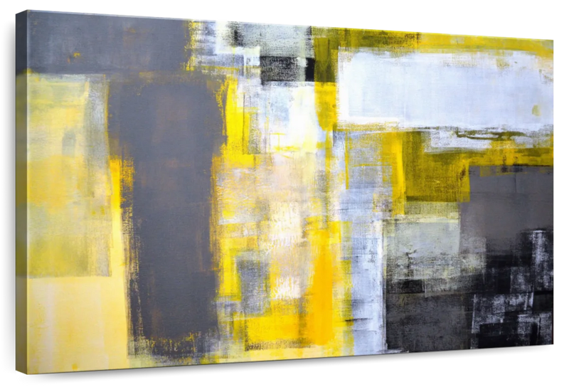 Yellow On Gray Abstract Wall Art