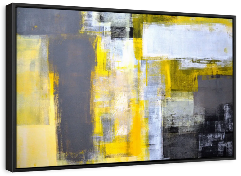 Yellow On Gray Abstract Wall Art