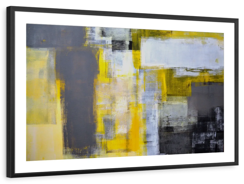 Yellow On Gray Abstract Wall Art