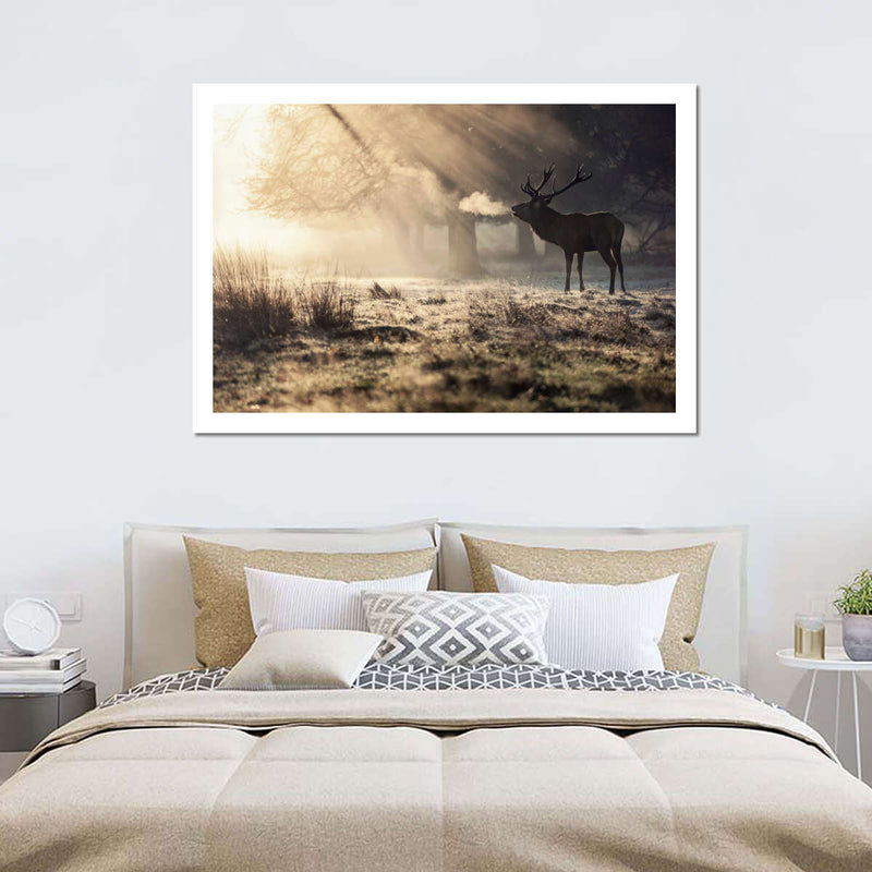 Wild Deer In Snow Wall Art