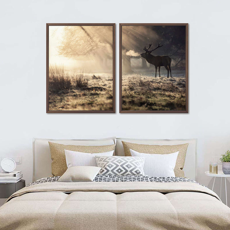 Wild Deer In Snow Wall Art