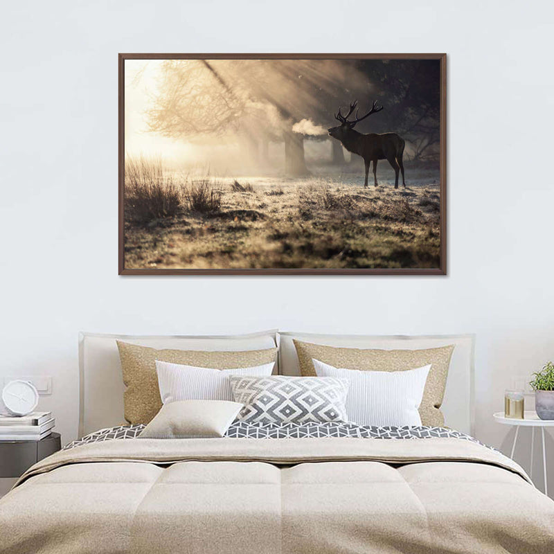 Wild Deer In Snow Wall Art