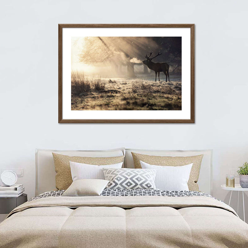 Wild Deer In Snow Wall Art