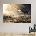 Wild Deer In Snow Wall Art