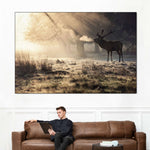 Wild Deer In Snow Wall Art