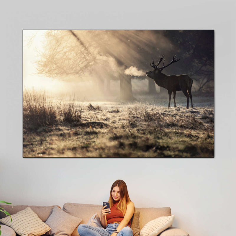 Wild Deer In Snow Wall Art