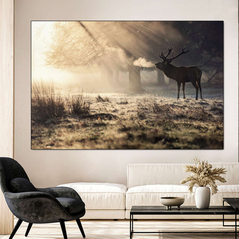 Wild Deer In Snow Wall Art