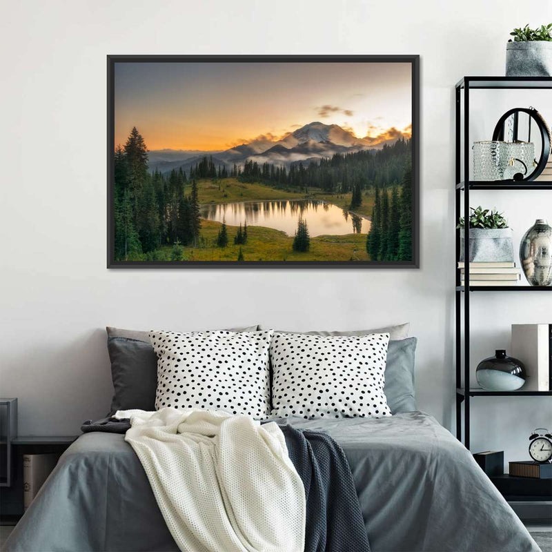 Majestic Sunset At Mount Rainer Wall Art