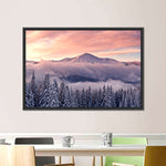 Snowy Mountain At Sunset Wall Art