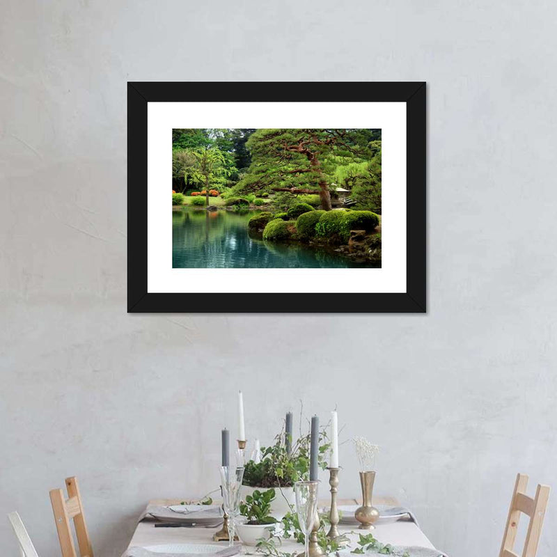 Zen Lakeside Bonsai Trees Wall Art