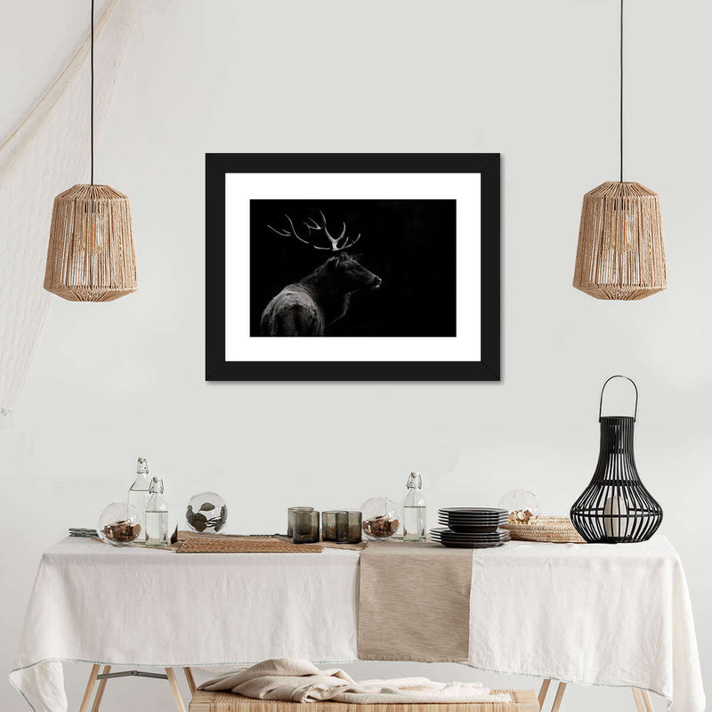 Monochrome Bull Elk Wall Art