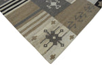 4x6, 5x8, 8x10 Dhurrie Rug, Beige Brown Tribal Pattern Rug