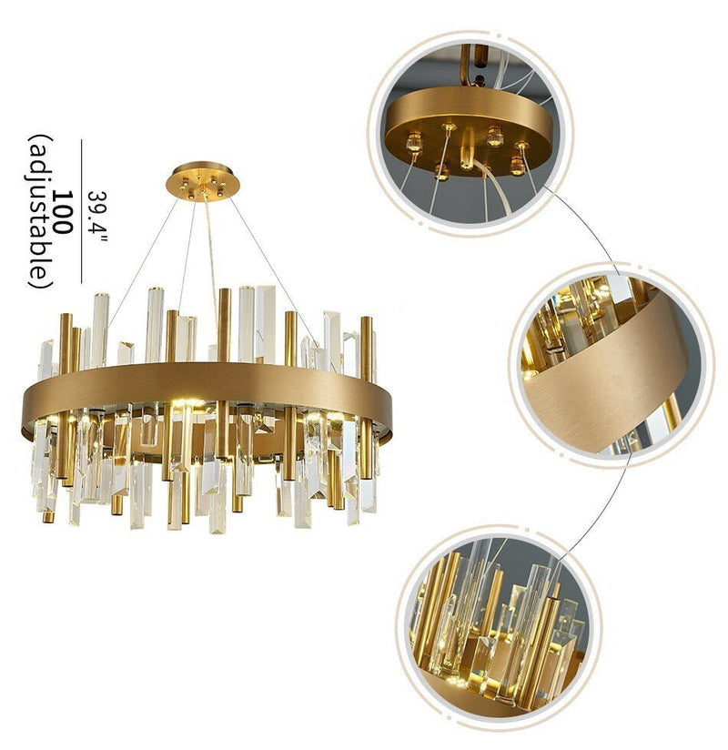 MIRODEMI® Gold/Titanium black crystal chandelier for bedroom, living room.