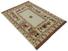 5x7 Flatwoven Soumak, Ivory and Beige Indian Wedding, Hand Spun Wool Hand Knotted Southwestern Gabbeh Rug | KNT42