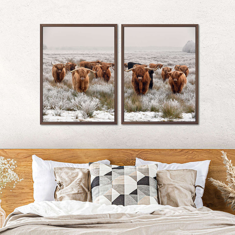 Winter Highland Cows Wall Art