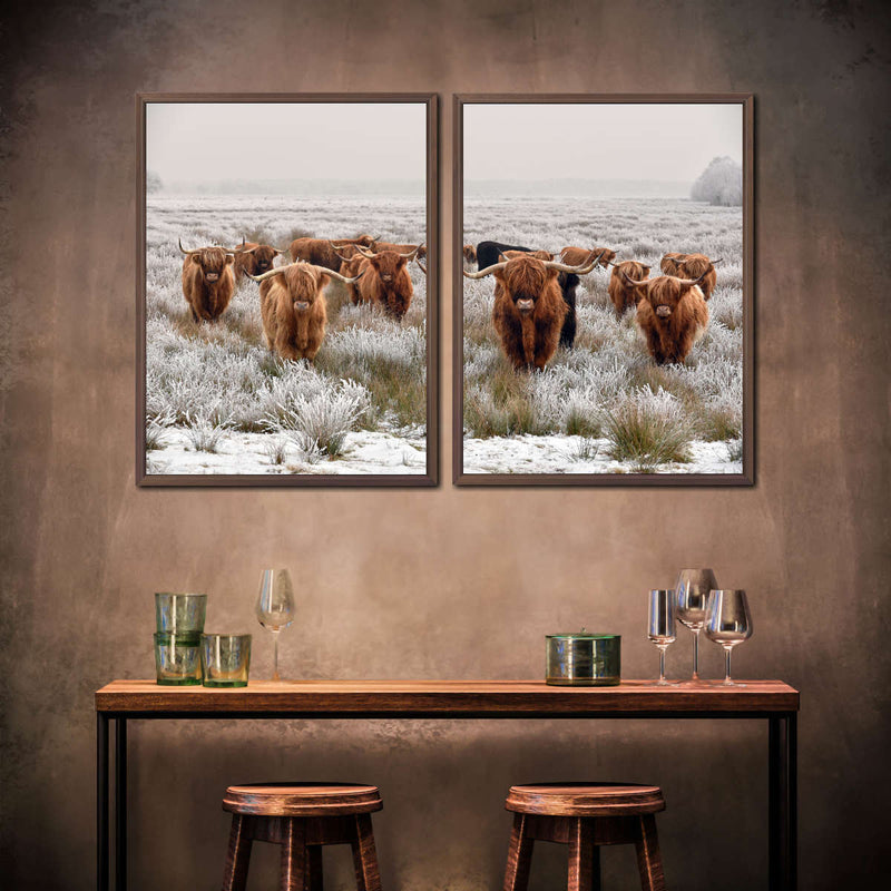 Winter Highland Cows Wall Art
