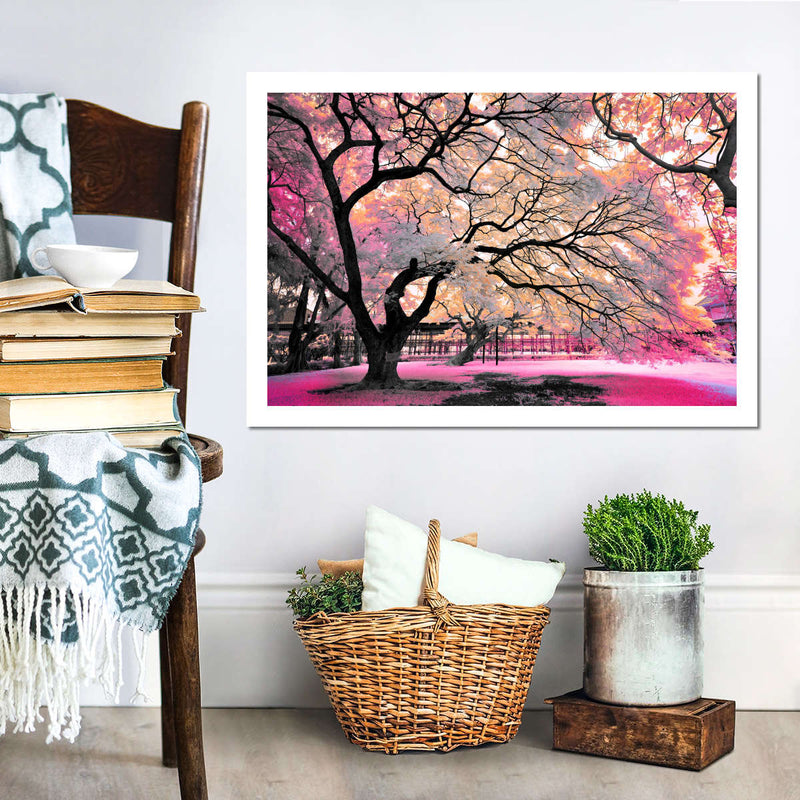 Pink Bloom Claw Trees Wall Art