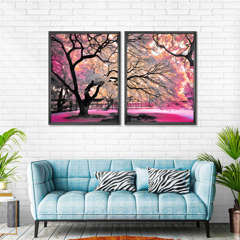 Pink Bloom Claw Trees Wall Art