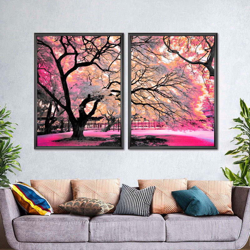 Pink Bloom Claw Trees Wall Art