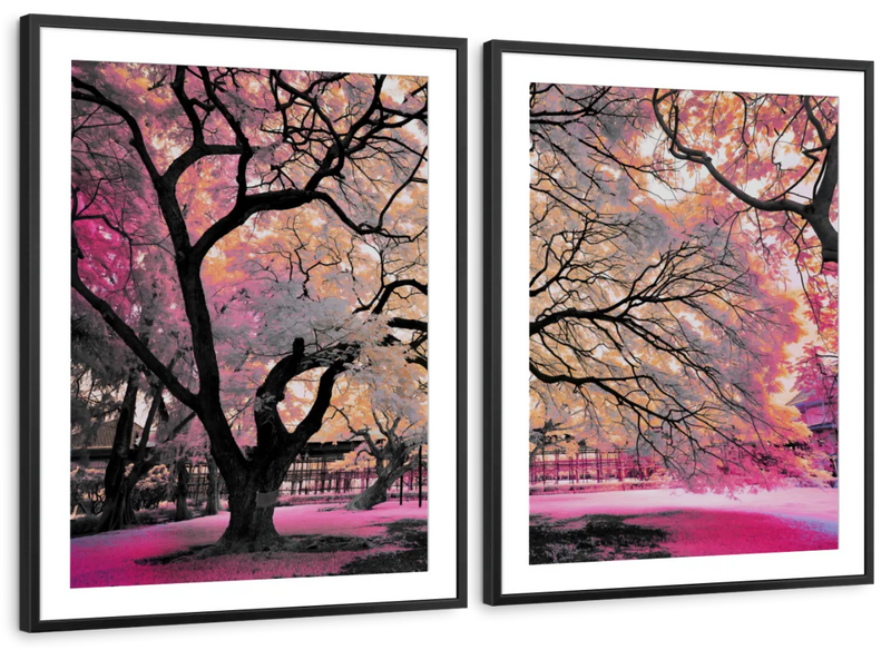 Pink Bloom Claw Trees Wall Art