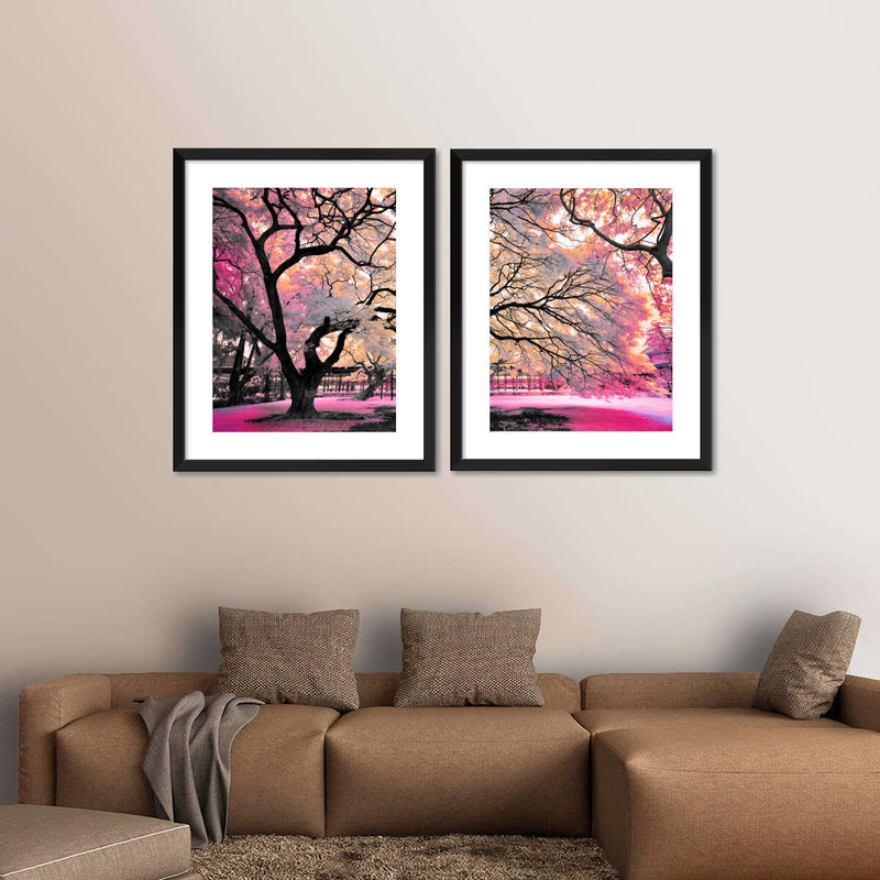 Pink Bloom Claw Trees Wall Art