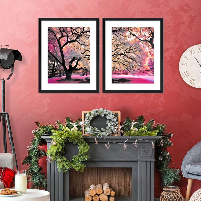 Pink Bloom Claw Trees Wall Art