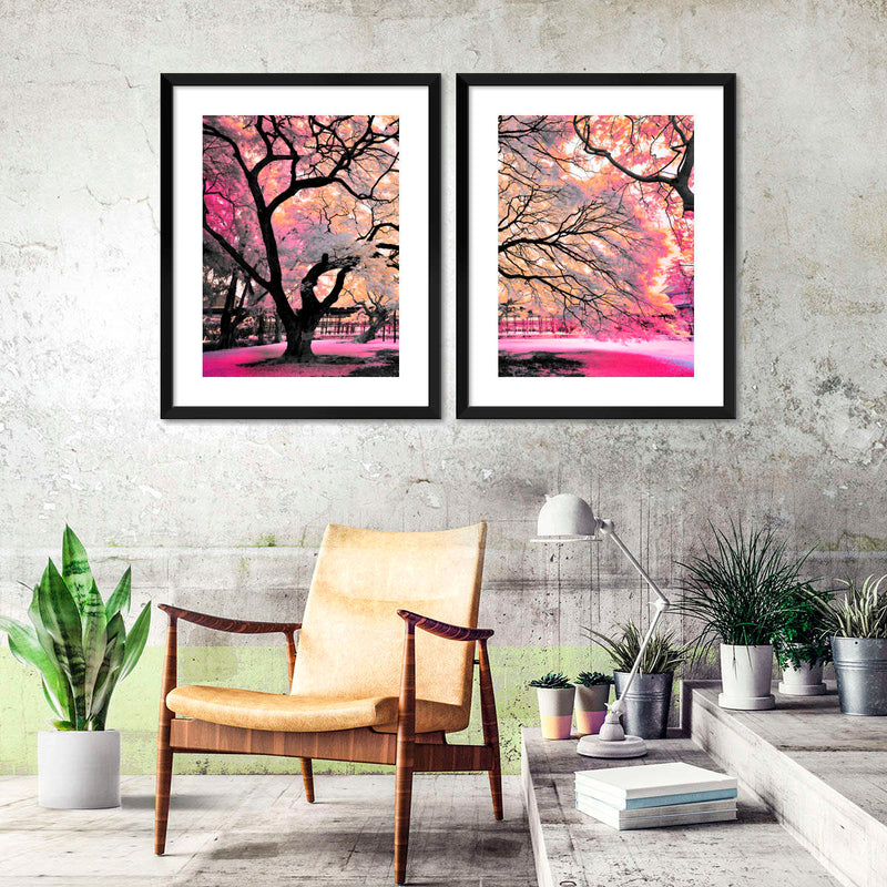 Pink Bloom Claw Trees Wall Art