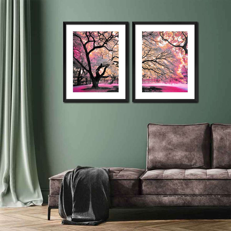 Pink Bloom Claw Trees Wall Art