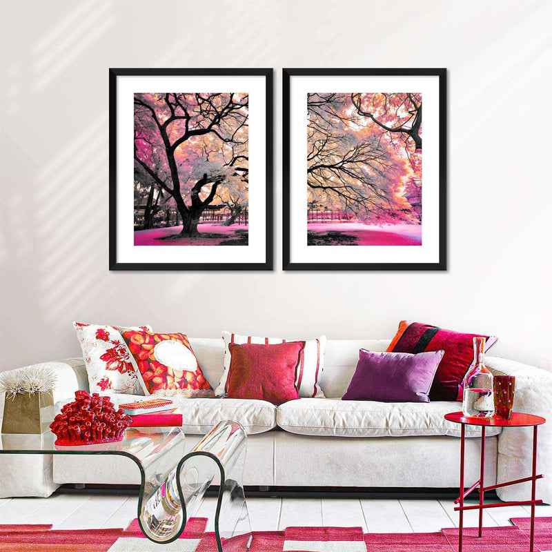 Pink Bloom Claw Trees Wall Art