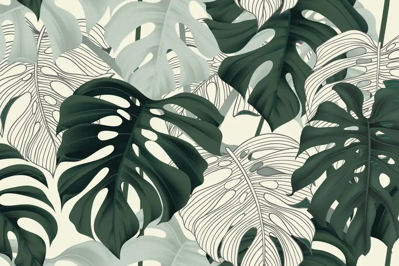 Jungle Monstera Leaves Wall Art