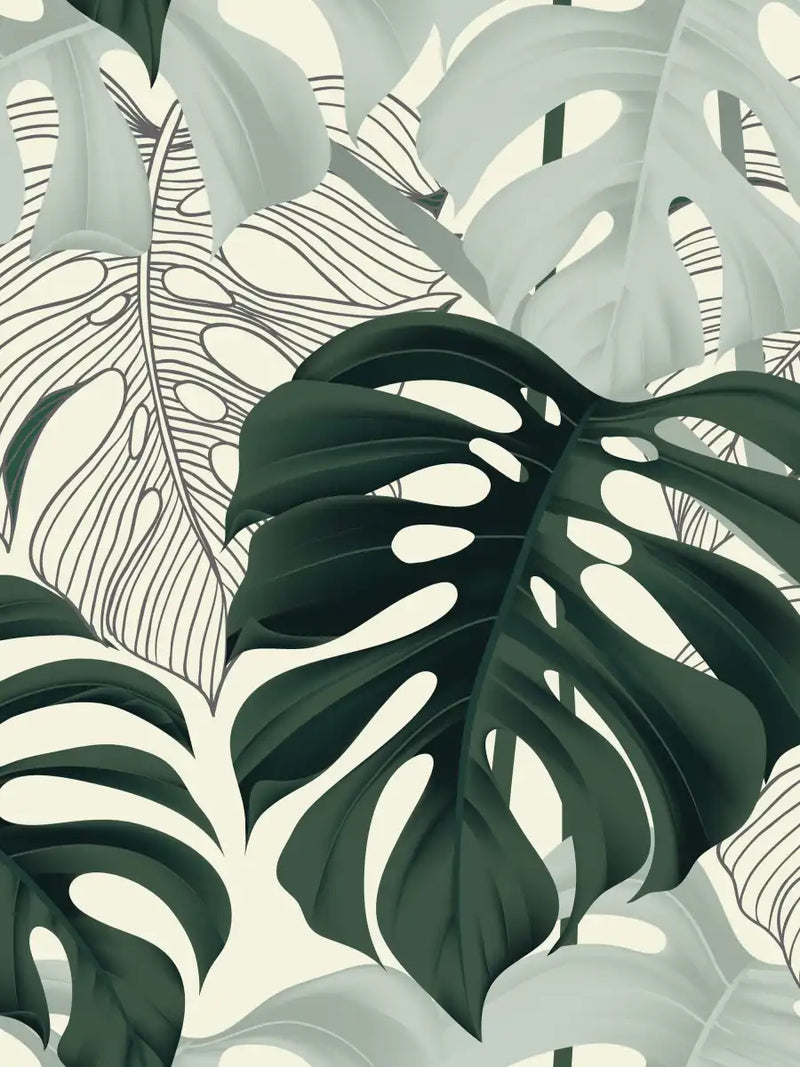 Jungle Monstera Leaves Wall Art