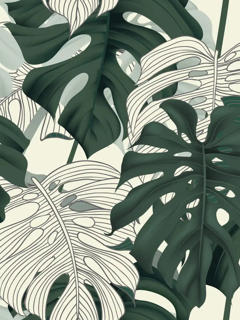 Jungle Monstera Leaves Wall Art
