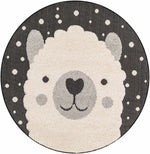 Kids Llama Round Nursery Rug