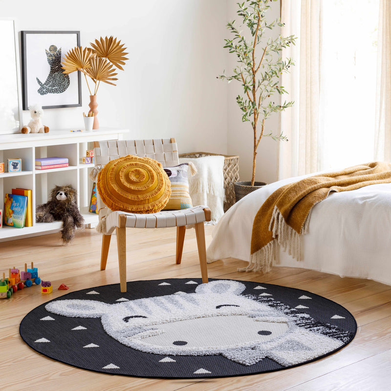 Kids Giraffe Bowtie Round Nursery Rug