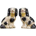 Staffordshire Black Dog with Flower Basket-Pair L8006-BK
